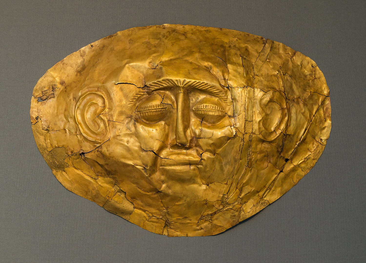 A golden funerary mask