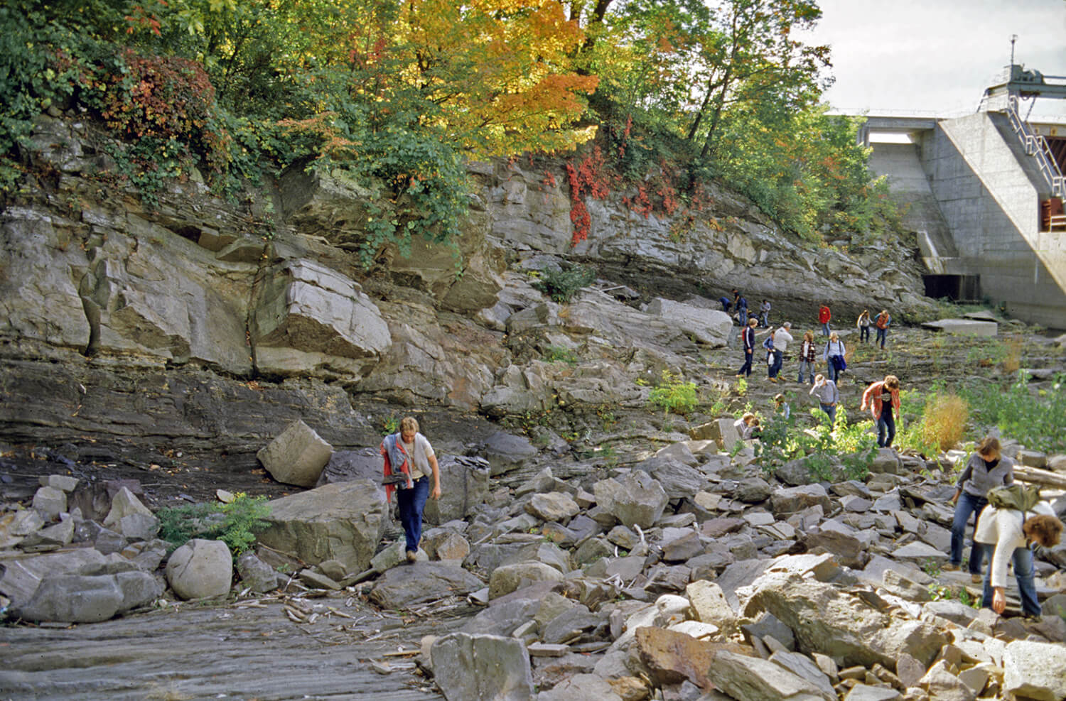 Prospecting for fish fossils at Turner Falls